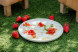 Rabbit stew ravioli with tomato-strawberry salsa, green butter, and Parmesan